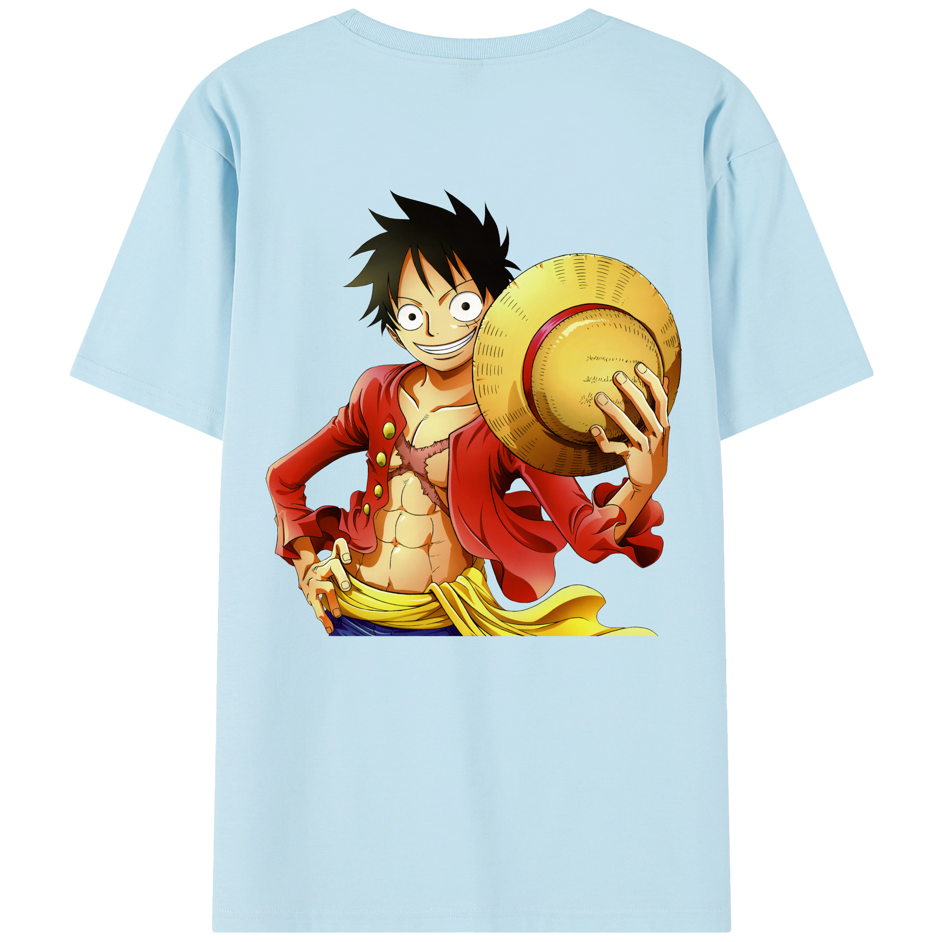 ワンピース モンキー・D・ルフィ ONE PIECE Monkey D. Luffy 綿100％半袖Tシャツ（背面プリント）